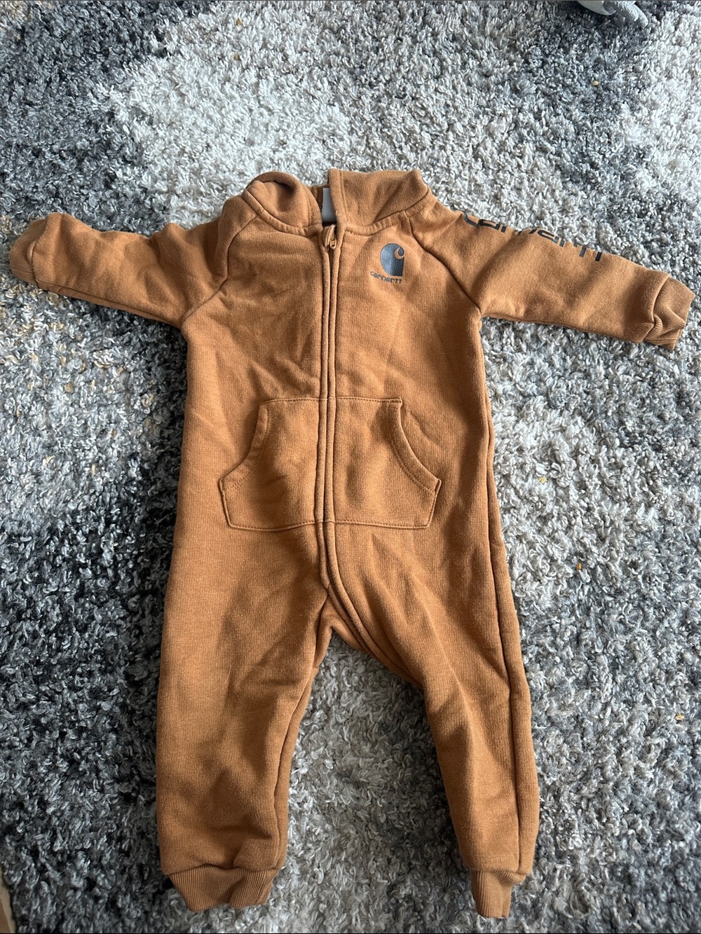 Carhartt Kids Tan/Brown Fleece One-Piece Zipper Romper